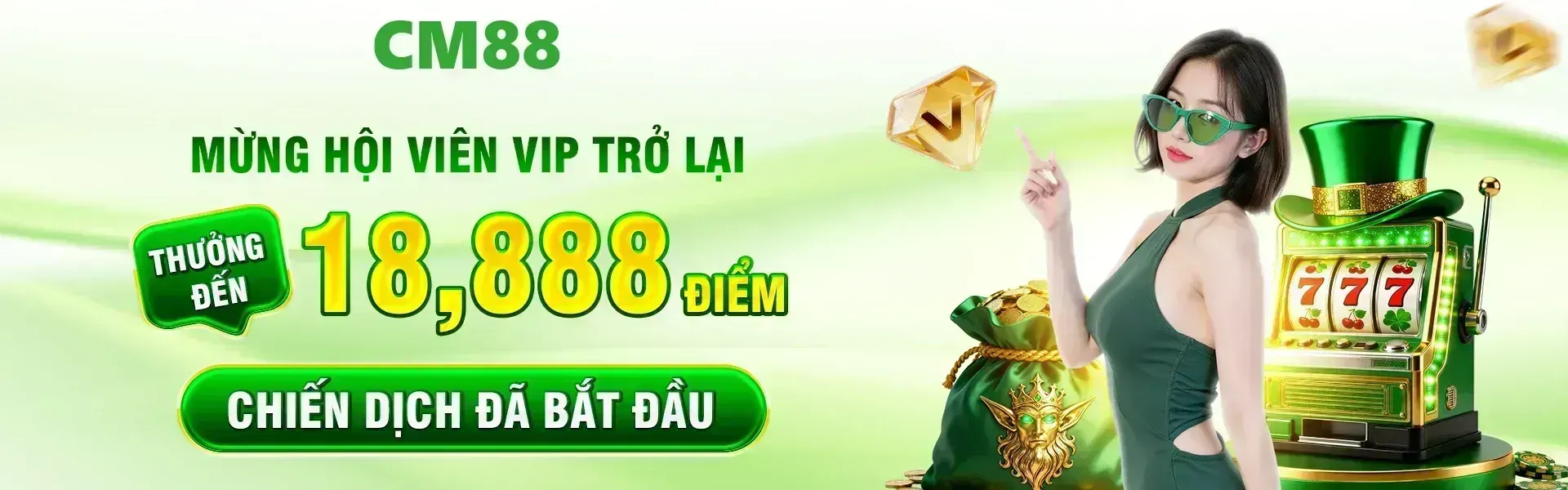 Hội viên VIP tái xuất tại CM88 sẽ đón nhận đặc quyền nhận thưởng lên đến 18,888 điểm trong thời gian diễn ra chương trình.